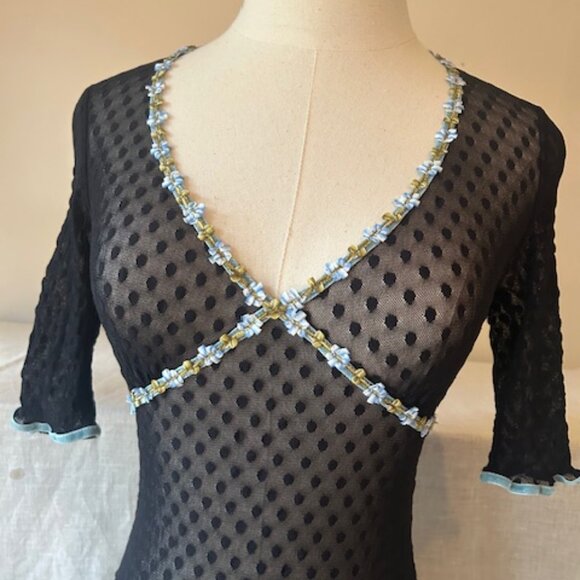 ***SOLD***Vintage Betsey Johnson New York Swiss Dot Mesh Maxi Dress - Picture 2 of 8